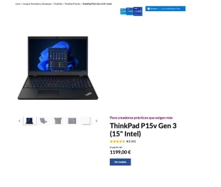 Portátil Lenovo ThinkPad P15v Gen 3 (15" Intel) 32GB 1TB por solo 1.199€
