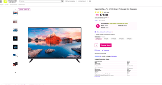 Xiaomi Mi TV A Pro 32" HD Smart TV Google OS por solo 179€