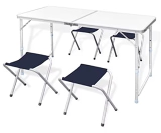 GREATOOL Mesa para Acampada 120x60x70cm Incl 4 Taburetes Plegable por 28,68€