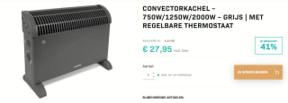 Convectorkachel 750W/1250W/2000W voor €27,95 bij Vonroc