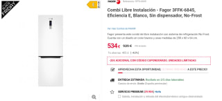 Combi Libre Instalación Fagor 3FFK-6845, Eficiencia E, Blanco, Sin dispensador, No-Frost por 514€