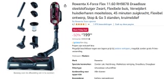 Rowenta X-Force 11.60 Flex RH9878 - Steelstofzuiger draadloos - Animal - voor €149,99 na cashback bij Amazon