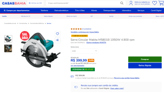Serra Circular da Makita, modelo M5801B de 1050W - R$ 399,99