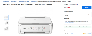 Impresora Multifunción Canon Pixma TS5151 por 59€