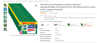 96 lavados cápsulas Ariel All-in-One Detergente Lavadora por 19,11€