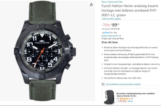 FYNCH-HATTON Analoog horloge in Kaki voor €89,23 bij Amazon