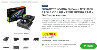 Gigabyte GeForce RTX 3060 EAGLE OC 12G voor €309,90 bij Proshop