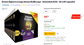 10x Douwe Egberts Koffie Koffiecups Lungo Intens 20 stuks voor €38,84 bij Bol