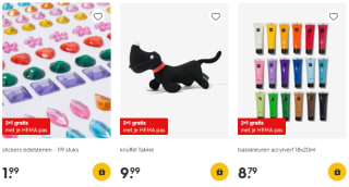 2+1 gratis op knuffels, knutsel- en kleurspullen bij HEMA