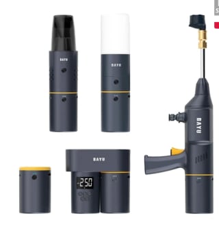 Kit coche con: banco energía 19200 mah, inflador neumáticos, aspiradora, lavadora autos, linterna, soporte teléfono por 124€