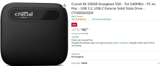 Crucial X6 500GB Draagbare SSD voor €46,99 bij Amazon.nl