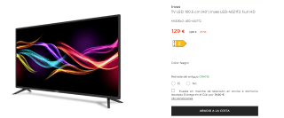 Television de 40" Inves LED-4021T2 Full HD por 129€