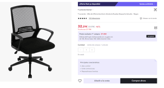 Silla de oficina o escritorio por 20,29€.