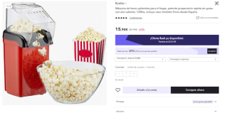 Máquina de hacer palomitas de preparación rápida sin grasa con aire caliente, 1200w, incluye vaso medidor por 12.72€