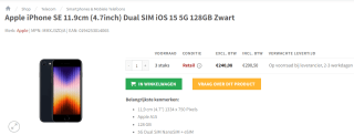Apple - iPhone SE (2022) - 128GB - Midnight voor €290,50 bij Redshell