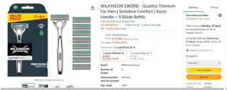 WILKINSON SWORD Quattro Titanium For Men Razor: £10