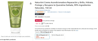 Naturtint Crema Acondicionadora Reparación y Brillo 150ml por 3,50€