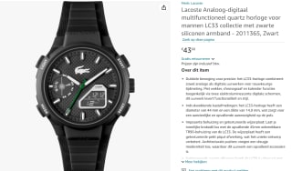 Lacoste Analoog-digitaal multifunctioneel quartz horloge voor €43,68 bij Amazon