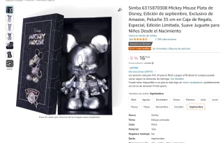 Peluche marca Simba modelo Mickey Mouse Plata de Disney, Edición de septiembre por 16,75€