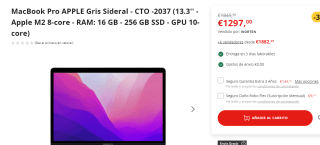 MacBook Pro APPLE Gris Sideral - CTO -2037 por 1297€
