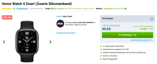 Honor Watch 4 zwarte smartwatch voor €49,95 bij Belsimpel