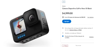Cámara GoPro Hero 10 Black por $4,399 en Walmart