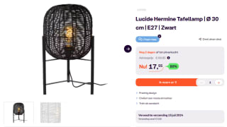 Lucide Hermine tafellamp 30 cm E27 voor €17,55 bij iBOOD