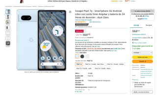 Móvil Google Pixel 7a por solo 368€