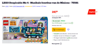 LEGO Verschrikkelijke ikke 4 Muzikale feestbus van de Minions voor €26,99 bij Bol