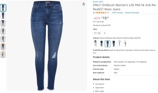 ONLY Onlblush damesjeans voor €15,99 bij Amazon