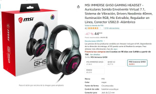 Auriculares marca MSI IMMERSE GH50 GAMING HEADSET - Auriculares Sonido Envolvente Virtual 7.1 por44,99€