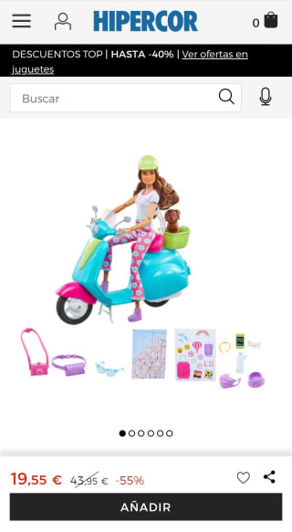 Muñeca viajera Fashionista con moto y mascota Barbie Mattel por 19,55€.