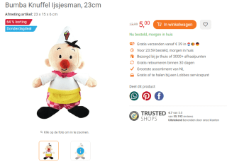 Bumba Knuffel IJsjesman, 23cm voor €5 bij Lobbes