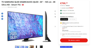 TV QLED 65" Samsung QLED 65Q80CAUXX 4K Ultra HD + 3 meses Filimin por 799,99€