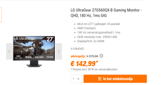 LG 27GS60QX-B monitor voor €142,99 bij Nbb