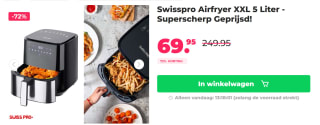 Swiss Pro+ Airfryer Zilver 5L voor €69,95 bij Voordeelvanger