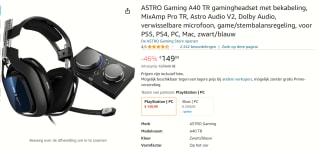 ASTRO A40 TR Gen 4 + MixAmp Pro - Hoofdtelefoon voor €149,99 bij Amazon