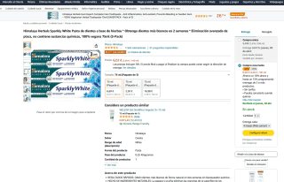 3 Pastas Himalaya Herbals Sparkly White de dientes hierbas 100% vegana 75ml por 6,02€