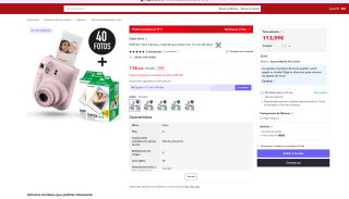 Cámara Instax Mini 12 + 40x Fotos a tan solo 113,99€ (Nuevos usuarios por 68,39€)