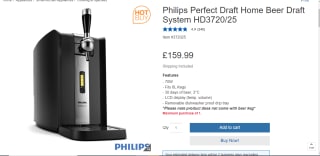 Philips Perfect Draft Home Beer Draft System for £159.99 at Costco