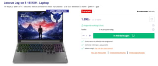 Lenovo Legion 5 16IRX9 16" Core i7 RTX 4060 Gaming laptop voor €1.399 bij Azerty