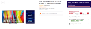 Televisor LG OLED55C24LA 55" OLED UltraHD 4K HDR10 Pro + Regalo Disney+ 3 meses por 1199€