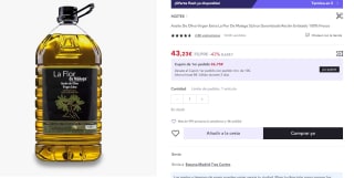 Aceite Oliva Virgen Extra La Flor de Málaga 5 litros por 43,23€ (Cuenta Nueva por 31,23€)