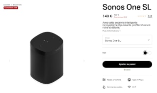 Enceinte sans-fil multiroom WiFi Sonos One SL - Coloris blanc et noir à 149€