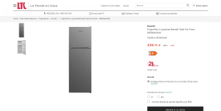 Frigorífico 2 puertas Brandt Total por 329,73€