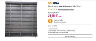 SOLUNA Houten jaloezie 50 mm grijs 100x175 cm voor €24,95 bij Hornbach