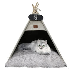 Whiwhi Tienda de Campaña Tipi para Mascotas con Cojín de Felpa de Doble Cara, Extraíble y Lavable, 70 x 70 x 80 cm por 14,99€