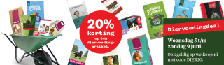 Welkoop kortingscode voor 20% korting op 1 diervoedingsartikel naar keuze
