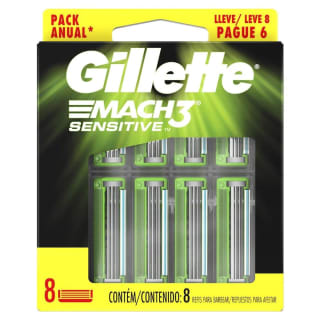 Refil de lâmina de barbear da Gillette, modelo Mach3 Sensitive com 8 uni - R$ 39,90