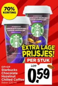 Starbucks Chocolate Hazelnut chilled coffee 220 ml voor €0,59 bij Vomar